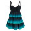 Maillot de Bain Tankini Short Superposé Teinté de Grande Taille - Vert profond 2X