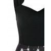 Stars Cat Print Scalloped Knee Length Dress - BLACK L