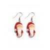 Christmas Santa Claus Polymer Clay Drop Earrings - RED WINE 