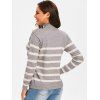 Mock Neck Buttoned Striped Sweater - GRAY S