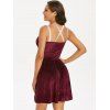 Robe Côtelée à Bretelle Métallique en Velours - Rouge foncé XL