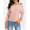 Ribbed Cinched Sleeves Dolman Knitwear - LIGHT PINK S