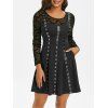 Robe Ligne A Panneau en Maille Chauve-souris à Œillet - Noir 2XL