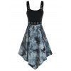 Robe Bouclée Aigle Imprimé Style Punk avec œillet - Noir XL