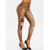 Legging Motif Déchiré à Carreaux à Imprimé 3D - Deep Yellow S