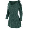 T-shirt Côtelé Croisé à Epaule Dénudée - Vert profond 3XL