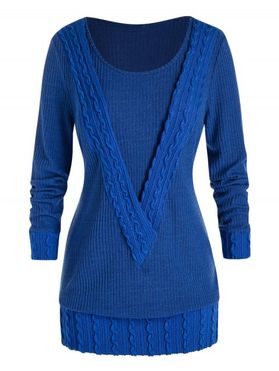 Plus Size Ribbed Cable Knit Sweater