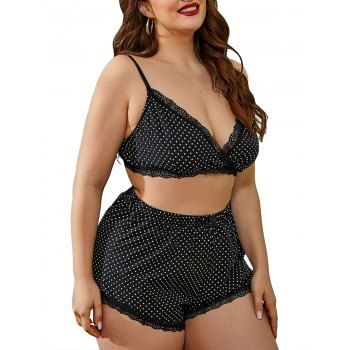 Image of Plus Size Polka Dot Plunge Lingerie Set