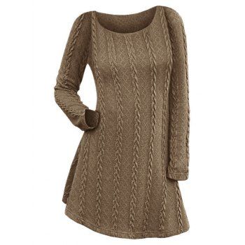 Image of Cable Knit Long Sleeve Mini Jumper Dress