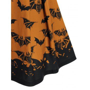 Lace Up Bat Print High Waist Cami A Line Dress
