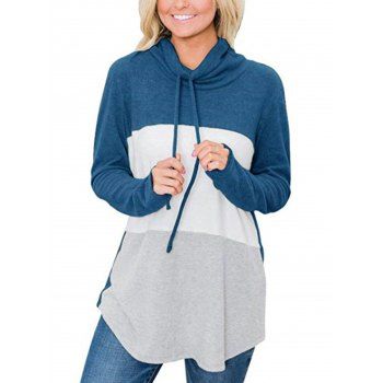 

Cowl Neck Colorblock Jersey Sweatshirt, Blue