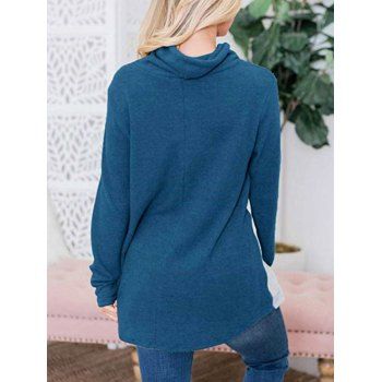 Cowl Neck Colorblock Jersey Sweatshirt