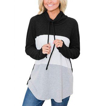 

Cowl Neck Colorblock Jersey Sweatshirt, Black