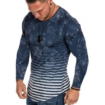 

Striped Spot Ombre Print Curved Hem T-shirt, Cadetblue