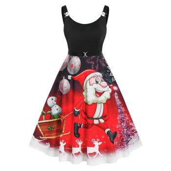 

Plus Size Christmas Funny Santa Claus A Line Dress, Black