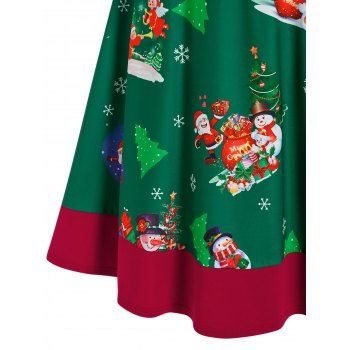 Plus Size Christmas Santa Claus Snowflake A Line Dress