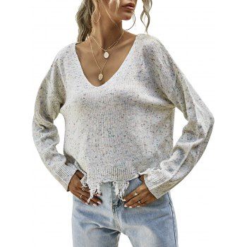 

Sharkbite-trim Heathered Sweater, White