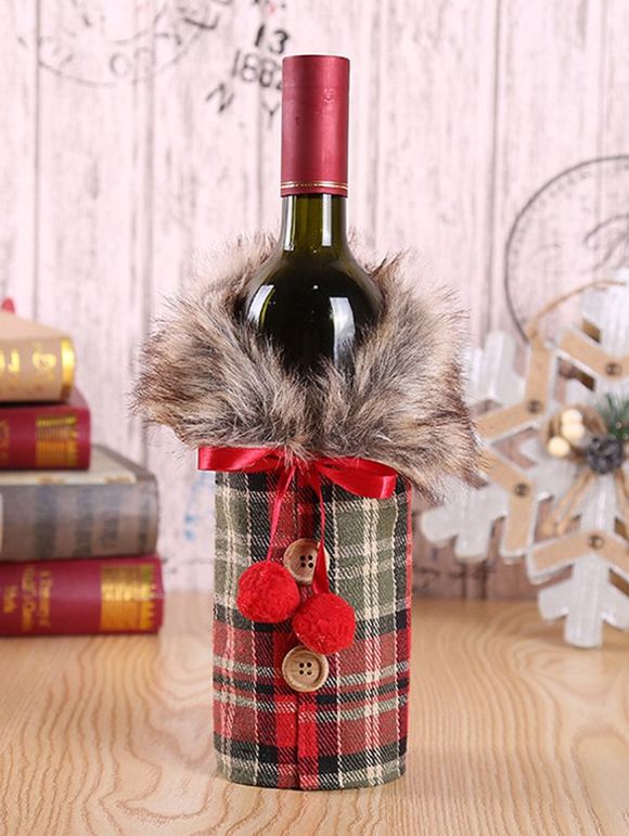 Couverture Bouteille de Vin en Fausse Fourrure pour Noël - multicolor B 