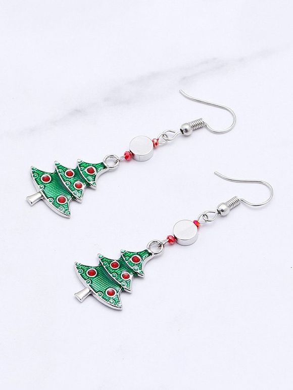 Boucles d'Oreilles de Soirée Pendantes Sapin de Noël - Vert Forêt Moyen 