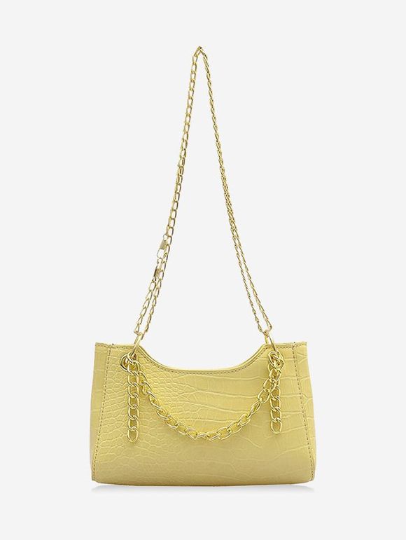 Sac à Bandoulière Simple Gaufré avec Chaîne - Jaune Soleil 