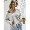Sharkbite-trim Heathered Sweater - WHITE L