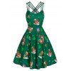 Robe de Noël Croisée Imprimée - Vert profond L