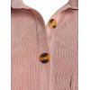 Veste Chemise à Goutte Epaule avec Poche Poitrine de Grande Taille en Velours Côtelé - Rose Cochon 4X