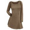 Mini Robe en Tricot à Câble à Manches Longues - café 2XL