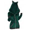 Veste à Capuche Gothique Zippée à Ourlet avec Œillet - Vert profond 3XL