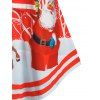 T-shirt Rayé Père Noël de Grande Taille à Manches Longues - Rouge L