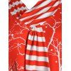 Plus Size Christmas Striped Santa Claus Long Sleeve Tee - RED 4X