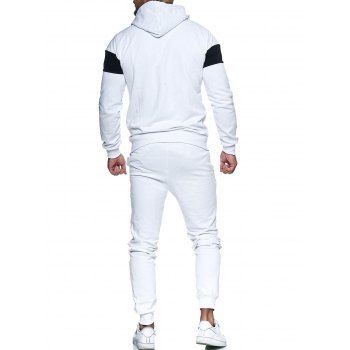 Contrast Zip Up Hoodie Jacket and Pants Sports Two Piece Set