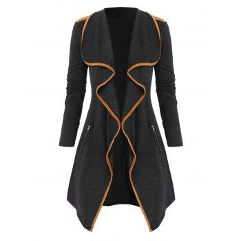 

Draped Space Dye Binding Waterfall Cardigan, Black