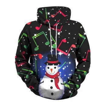 

Snowman Music Note Front Pocket Christmas Plus Size Hoodie, White