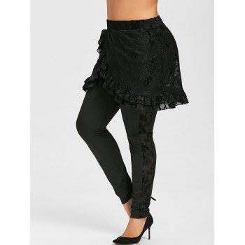 

Plus Size Ruffled Skirted Pants, Black