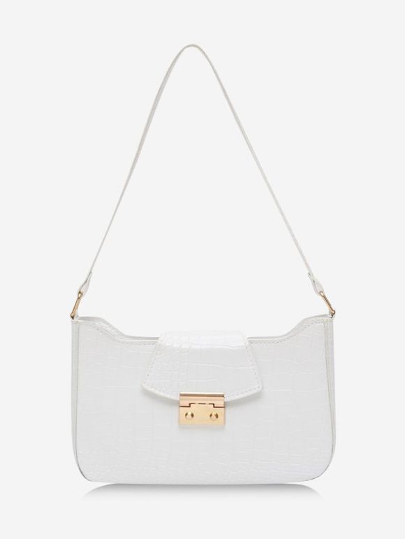 Sac à Bandoulière Rétro Texturé Rectangle - Blanc Lait 