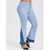 Jean Bicolore à Ourlet de Cloche Grande Taille - Bleu clair L