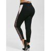 Lace Panel Contrast Side High Waisted Plus Size Leggings - BLACK 4X