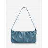 Sac à Bandoulière Rectangle Plissé en Couleur Unie - Bleu gris 