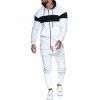 Contrast Zip Up Hoodie Jacket and Pants Sports Two Piece Set - RED XS
