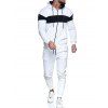 Contrast Zip Up Hoodie Jacket and Pants Sports Two Piece Set - WHITE XS