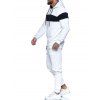 Contrast Zip Up Hoodie Jacket and Pants Sports Two Piece Set - WHITE XS