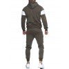 Contrast Zip Up Hoodie Jacket and Pants Sports Two Piece Set - ARMY GREEN XS