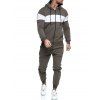 Contrast Zip Up Hoodie Jacket and Pants Sports Two Piece Set - ARMY GREEN M