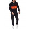 Ensemble de Sweat à Capuche Zippé Contrasté et de Pantalon de Sport Deux Pièces - Noir XS