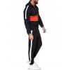 Contrast Zip Up Hoodie Jacket and Pants Two Piece Sports Set - BLACK M