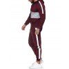 Contrast Zip Up Hoodie Jacket and Pants Two Piece Sports Set - RED WINE S