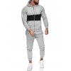 Contrast Zip Up Hoodie Jacket and Pants Two Piece Sports Set - BLACK M