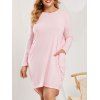 Robe Bouffante Haute-Basse avec Poches Grande Taille - Rose clair 5XL