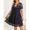 Robe en Dentelle Bague en O de Grande Taille avec Trou de Serrure - Noir L